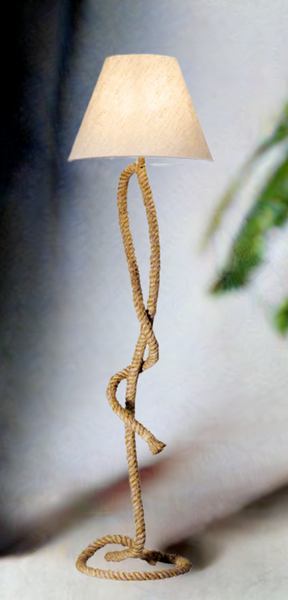 Stehlampe- Taulampe- H 155 cm- elektrisch, gedrehter Hanf