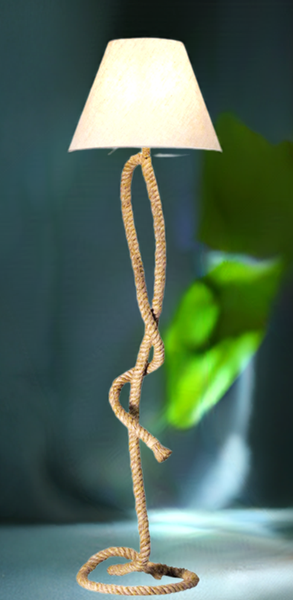 Stehlampe- Taulampe- H 155 cm- elektrisch, gedrehter Hanf