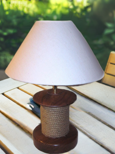 Massive Tischlampe 2200 g - Schiffsleuchte im maritimen Stil H 65 cm- elektrisch - Holz