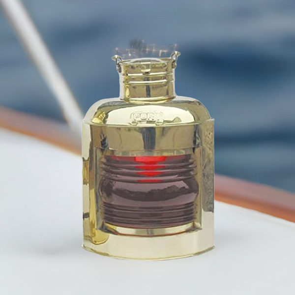 Schiffslampe -Backbordlampe -Messing mit Schutzlack- H 30 cm- elektrisch 230V