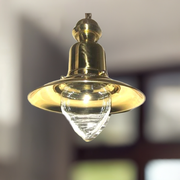 Schiffslampe- Fishermens - Lampe- aus Messing und Glas mit Schutzlack