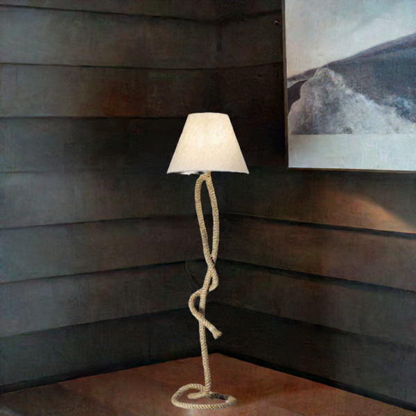 Stehlampe- Taulampe- H 155 cm- elektrisch, gedrehter Hanf