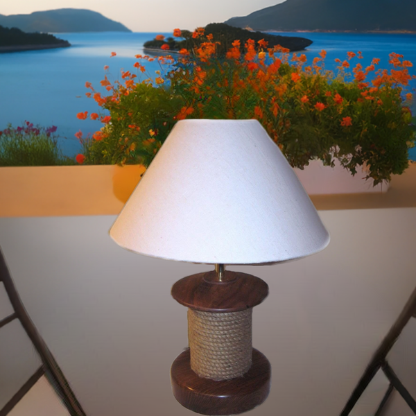 Massive Tischlampe 2200 g - Schiffsleuchte im maritimen Stil H 65 cm- elektrisch - Holz