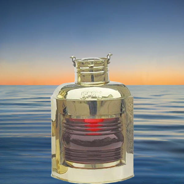 Schiffslampe -Backbordlampe -Messing mit Schutzlack- H 30 cm- elektrisch 230V