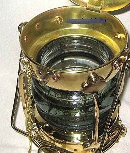 Sehr massive Petroleum- Schiffslampe - Schiffsleuchte - Messing H 24 cm