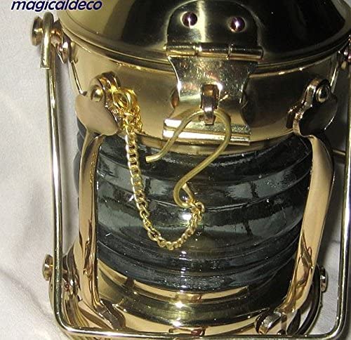 Sehr massive Petroleum- Schiffslampe - Schiffsleuchte - Messing H 33 cm