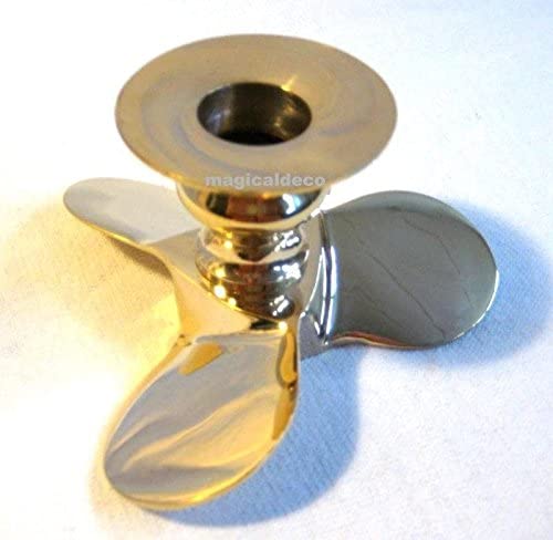 2er-Set-massiver-Kerzenstaender-Kerzenhalter-Schiffsschraube-Messing