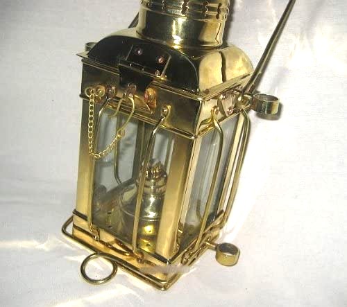 Eckige, massive Petroleum- Schiffslampe- Schiffsleuchte aus Messing H 25 cm