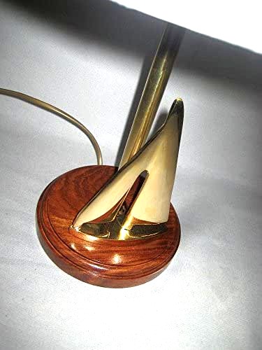 Maritime- Schiffslampe- Tischleuchte - Segler, Schiff- H 60 cm- elektrisch - Holz/Messing/Stoffschirm