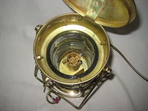 Große, massive Schiffslampe - Schiffsleuchte - Messing Höhe 48 cm, Ø 23 cm - elektrisch