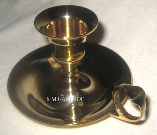 Englischer Kerzenständer- Kerzenhalter mit Tragering- Messing poliert