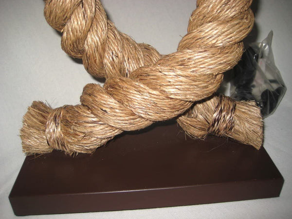 Tischlampe- 73 cm- eckig- gedrehter Hanf (robust) und Stoffschirm Lampe Tau