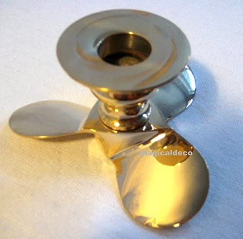 2er-Set-massiver-Kerzenstaender-Kerzenhalter-Schiffsschraube-Messing