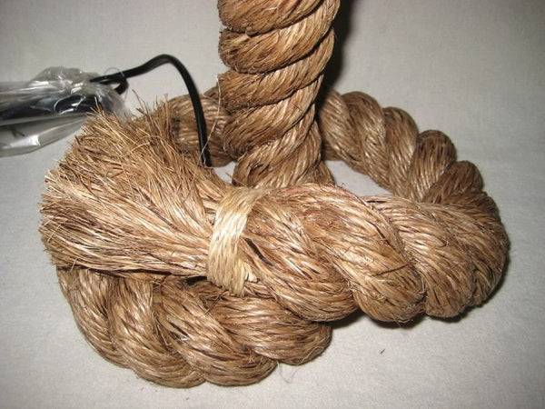 Tischlampe- 70 cm- gedrehter Hanf (robust) und Stoffschirm- Lampe Tau