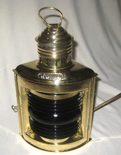 Schiffslampe -Schiffsleuchte -Signallampe- Messing H 23 cm- elektrisch 230V- rot