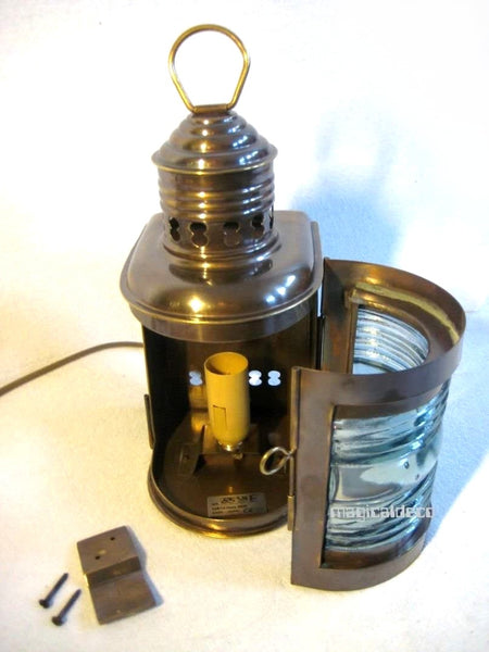 Schiffslampe - Schiffsleuchte - elektrisch- matt Messing- brüniert- anlaufgeschützt - kein polieren