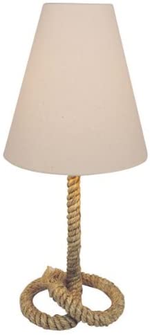 Maritime Tischlampe mit Lampenfuß aus gedrehten Hanfseil- Lampe Tau