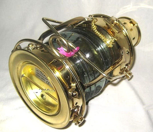 Sehr massive Petroleum- Schiffslampe - Schiffsleuchte - Messing H 33 cm
