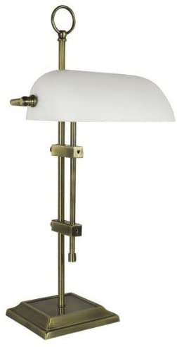 Schreibtisch/Bankerslampe Messing brüniert- anlaufgeschützt- kein polieren- mit Milchglasschirm