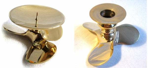 2er-Set-massiver-Kerzenstaender-Kerzenhalter-Schiffsschraube-Messing