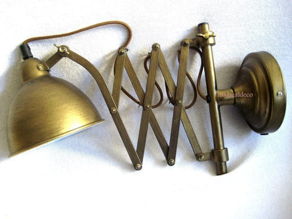 Wandlampe- Schreibtischlampe-Scherengelenk- bronziert- Industriedesign