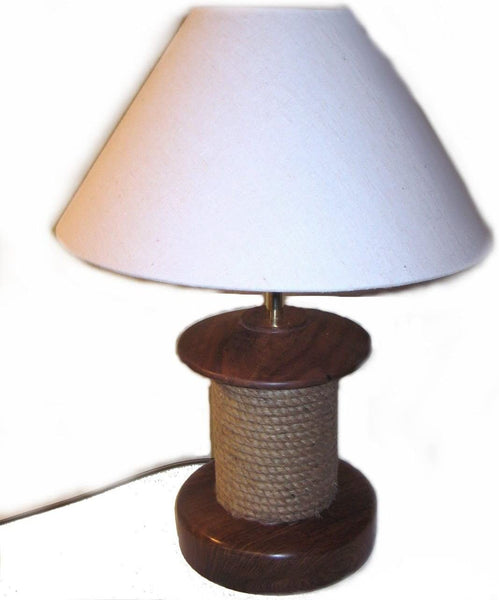 Massive Tischlampe 2200 g - Schiffsleuchte im maritimen Stil H 65 cm- elektrisch - Holz