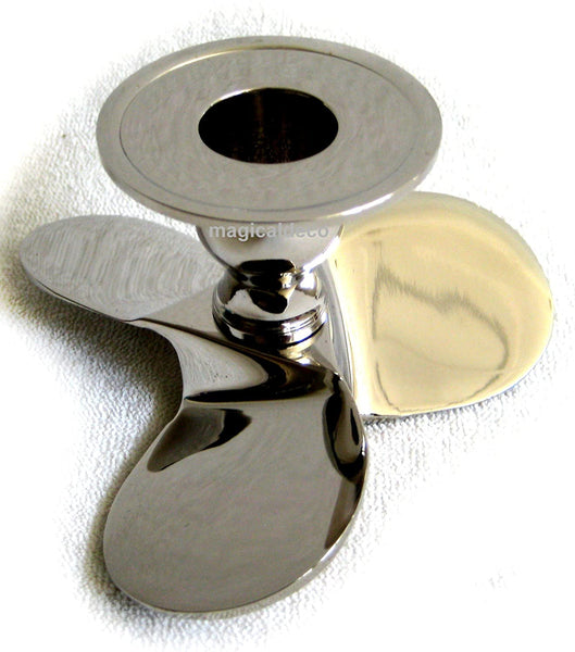 massiver Kerzenständer- Kerzenhalter - Schiffsschraube- Messing vernickelt