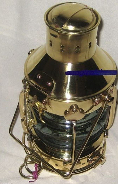 Sehr massive Petroleum- Schiffslampe - Schiffsleuchte - Messing H 33 cm