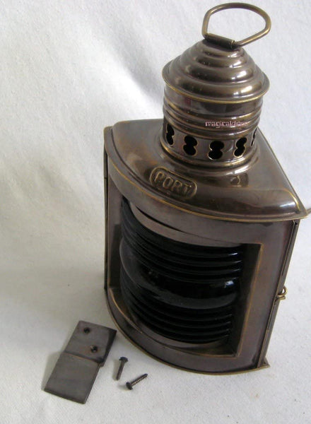 Backbordlampe- Schiffslampe -elektrisch - matt Messing- brüniert- anlaufgeschützt - kein polieren