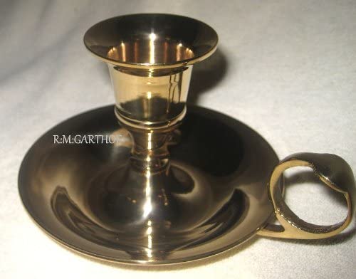 Englischer Kerzenständer- Kerzenhalter mit Tragering- Messing poliert