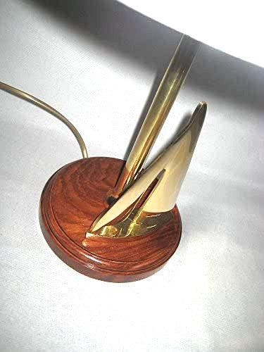 Maritime- Schiffslampe- Tischleuchte - Segler, Schiff- H 60 cm- elektrisch - Holz/Messing/Stoffschirm