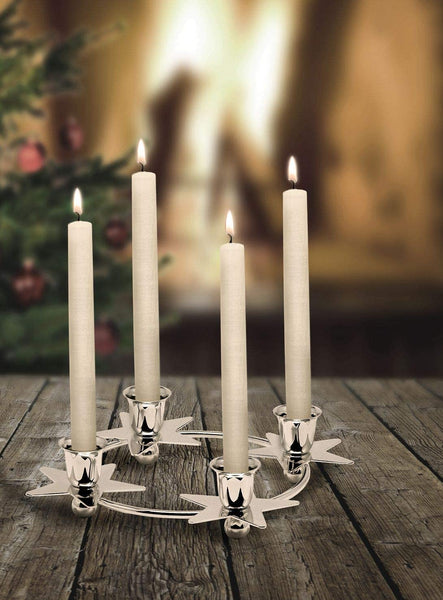 Edler Metall- Kerzenleuchter mit Sternen, versilbert und Anlaufschutz