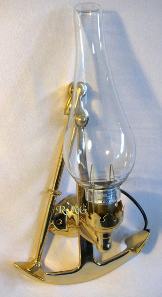 Schiffslampe - Schiffsleuchte - Wandlampe- massiv Messing und Glas- maritime Lampe 1500 g- Stockanker