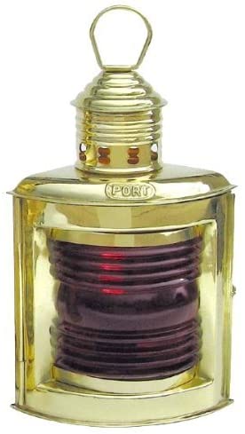 Schiffslampe -Schiffsleuchte -Signallampe- Messing H 23 cm- Petroleum- rot