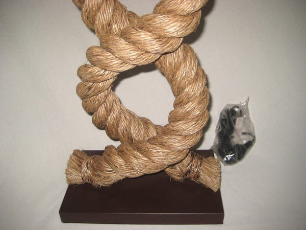 Tischlampe- 73 cm- eckig- gedrehter Hanf (robust) und Stoffschirm Lampe Tau