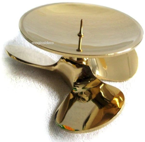 2er-Set-massiver-Kerzenstaender-Kerzenhalter-Schiffsschraube-Messing