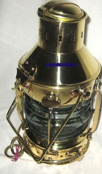 Sehr massive Petroleum- Schiffslampe - Schiffsleuchte - Messing H 33 cm