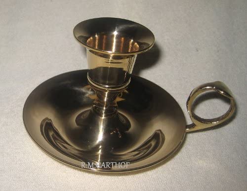 Englischer Kerzenständer- Kerzenhalter mit Tragering- Messing poliert