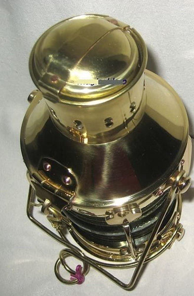 Sehr massive Petroleum- Schiffslampe - Schiffsleuchte - Messing H 24 cm