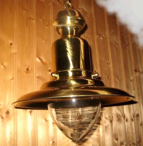 Schiffslampe- Fishermens - Lampe- aus Messing und Glas mit Schutzlack