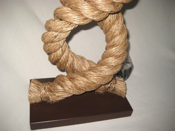 Tischlampe- 73 cm- eckig- gedrehter Hanf (robust) und Stoffschirm Lampe Tau