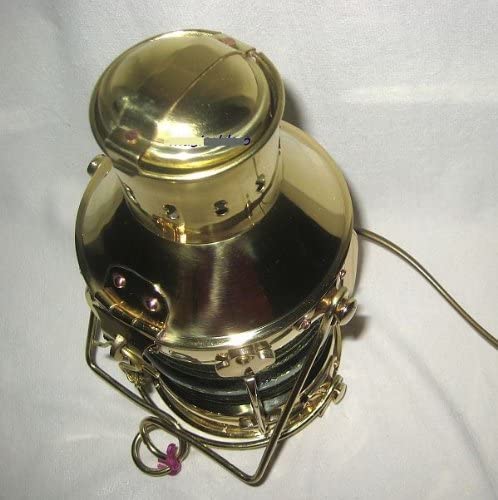 Große, massive Schiffslampe - Schiffsleuchte - Messing Höhe 48 cm, Ø 23 cm - elektrisch