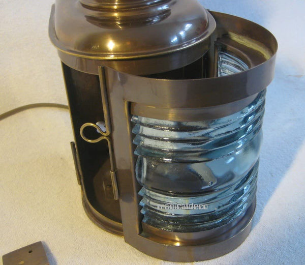 Schiffslampe - Schiffsleuchte - elektrisch- matt Messing- brüniert- anlaufgeschützt - kein polieren