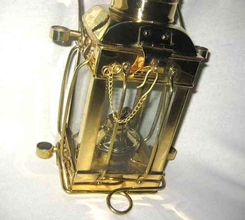 Eckige, massive Petroleum- Schiffslampe- Schiffsleuchte aus Messing H 25 cm