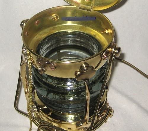 Große, massive Schiffslampe - Schiffsleuchte - Messing Höhe 48 cm, Ø 23 cm - elektrisch