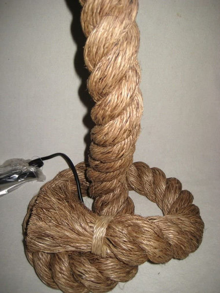 Tischlampe- 70 cm- gedrehter Hanf (robust) und Stoffschirm- Lampe Tau