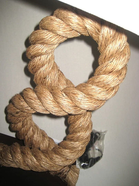 Tischlampe- 73 cm- eckig- gedrehter Hanf (robust) und Stoffschirm Lampe Tau