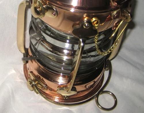 Sehr massive Petroleum- Schiffslampe - Schiffsleuchte - Kupfer/Messing H 24 cm