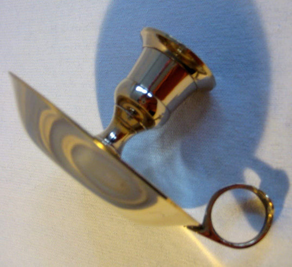 Englischer Kerzenständer- Kerzenhalter mit Tragering- Messing poliert