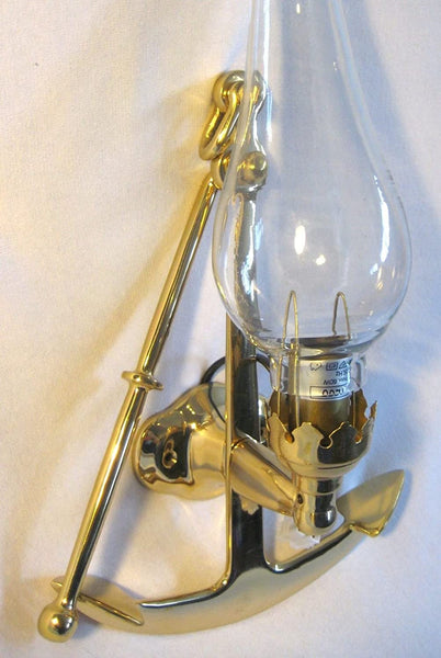 Schiffslampe - Schiffsleuchte - Wandlampe- massiv Messing und Glas- maritime Lampe 1500 g- Stockanker